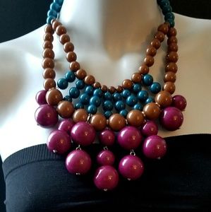 CHUNKY LUCITE WATERFALL STATEMENT BIB NECKLACE